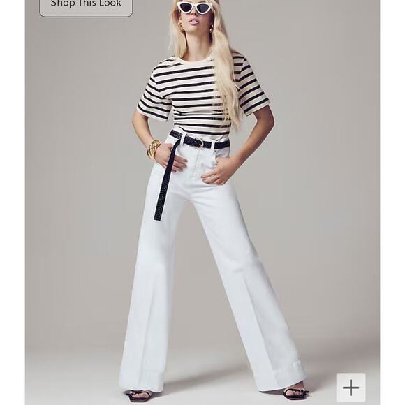 J. Crew Wide-leg denim trouser in white Tall 25 - Picture 1 of 5